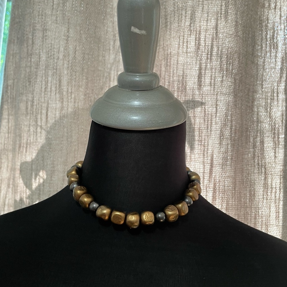 Women’s Chunky Gold and Black Bead Necklace - Branded